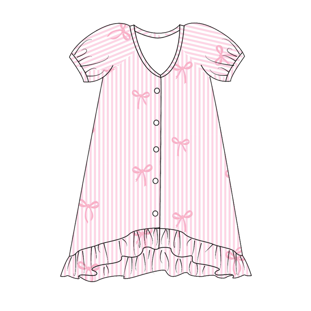 (Pre Order)Family Spring&Summer Bow Print Dress,Set&Top