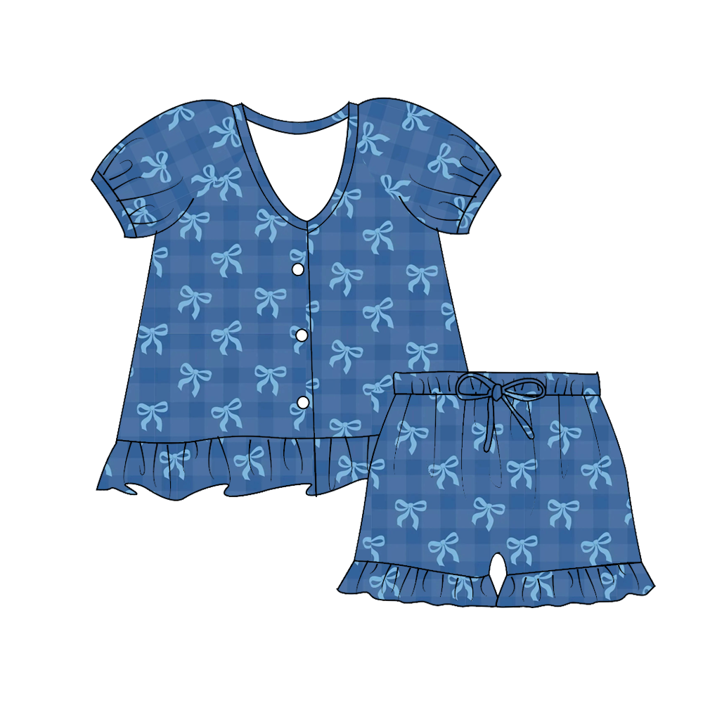 (Pre Order)Family Spring&Summer Bow Print Dress,Set&Top