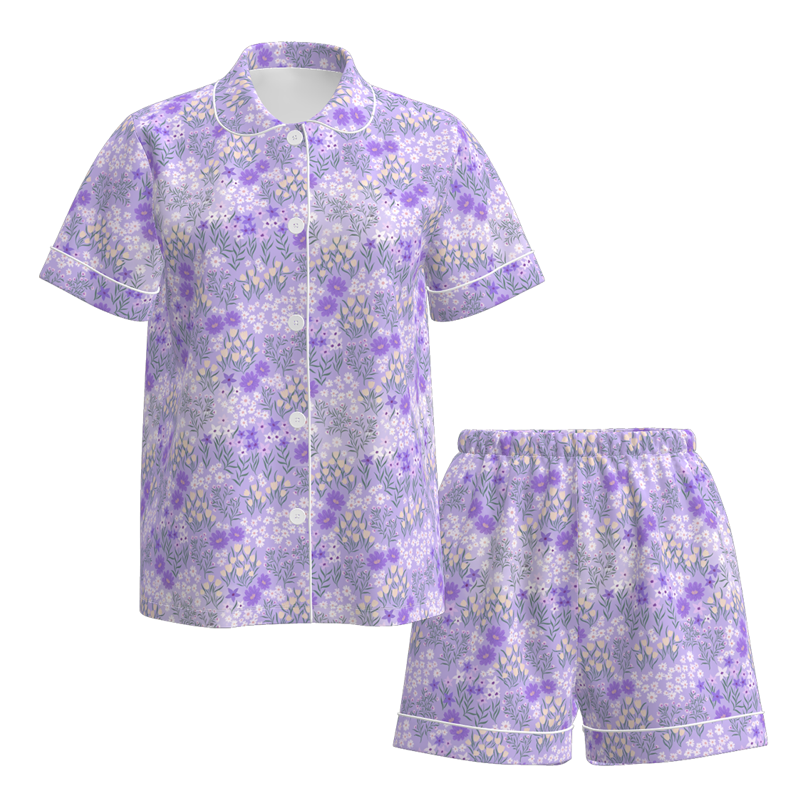 (Pre Order)Family Spring&Summer Lavender Floral Print Dress,Set&Romper