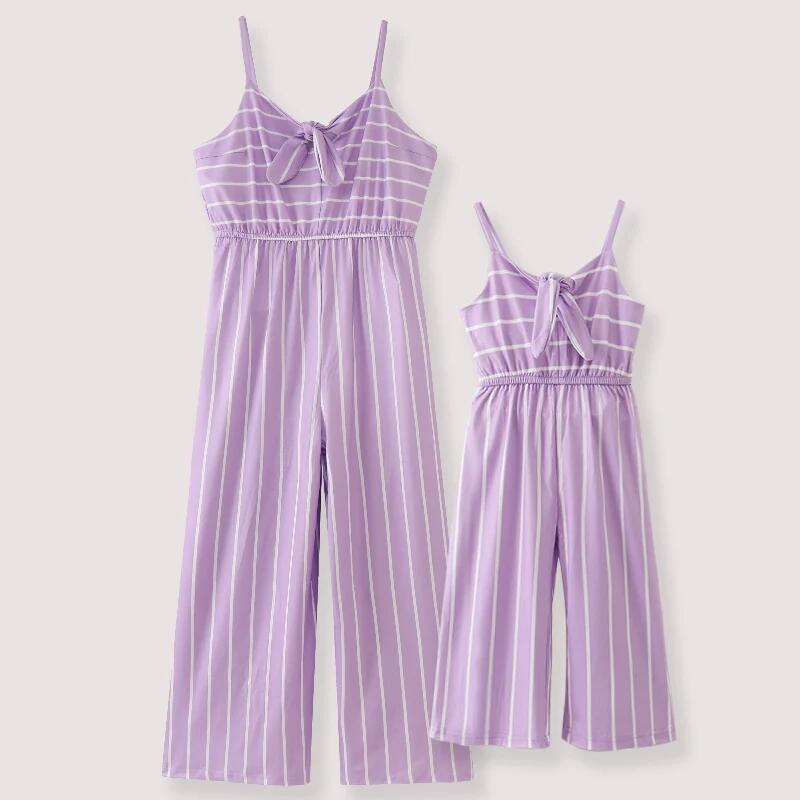 (Pre Order)Mommy and Me Spring&Summer Colorful Striped Slip Jumpsuit