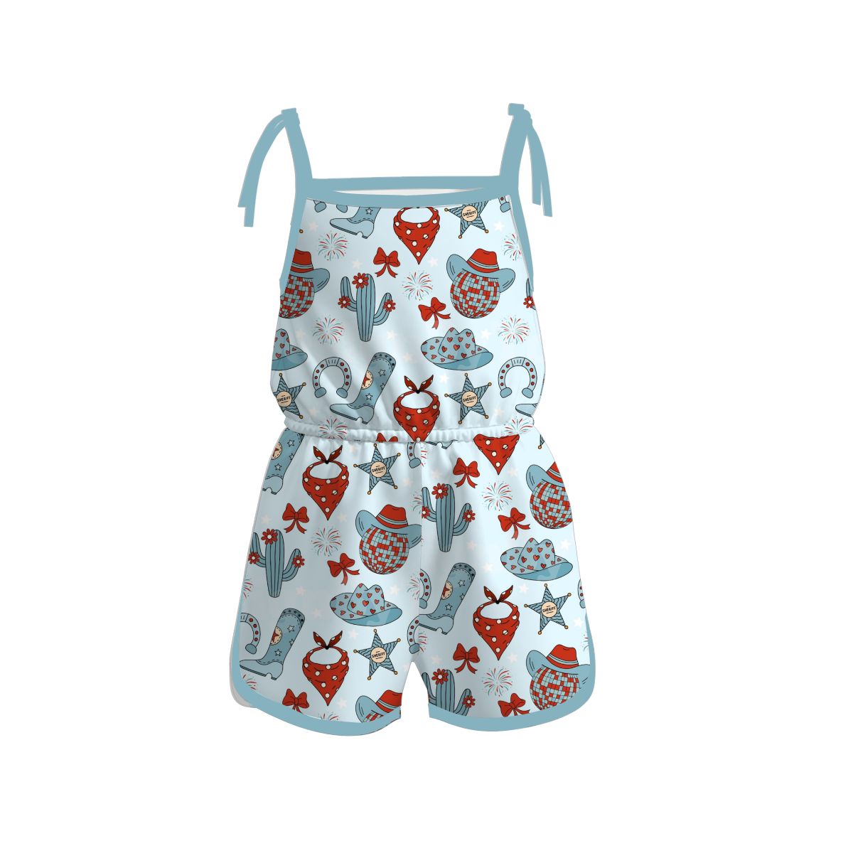 (Pre Order)Patriotic Print Strap Jumpsuit