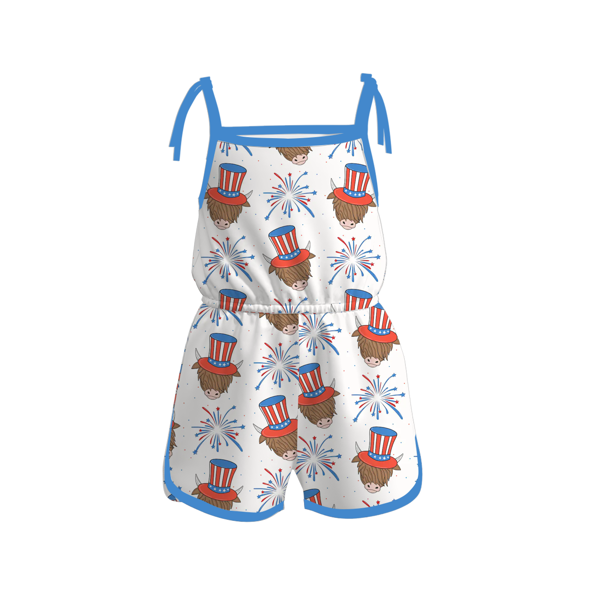 (Pre Order)Patriotic Print Strap Jumpsuit