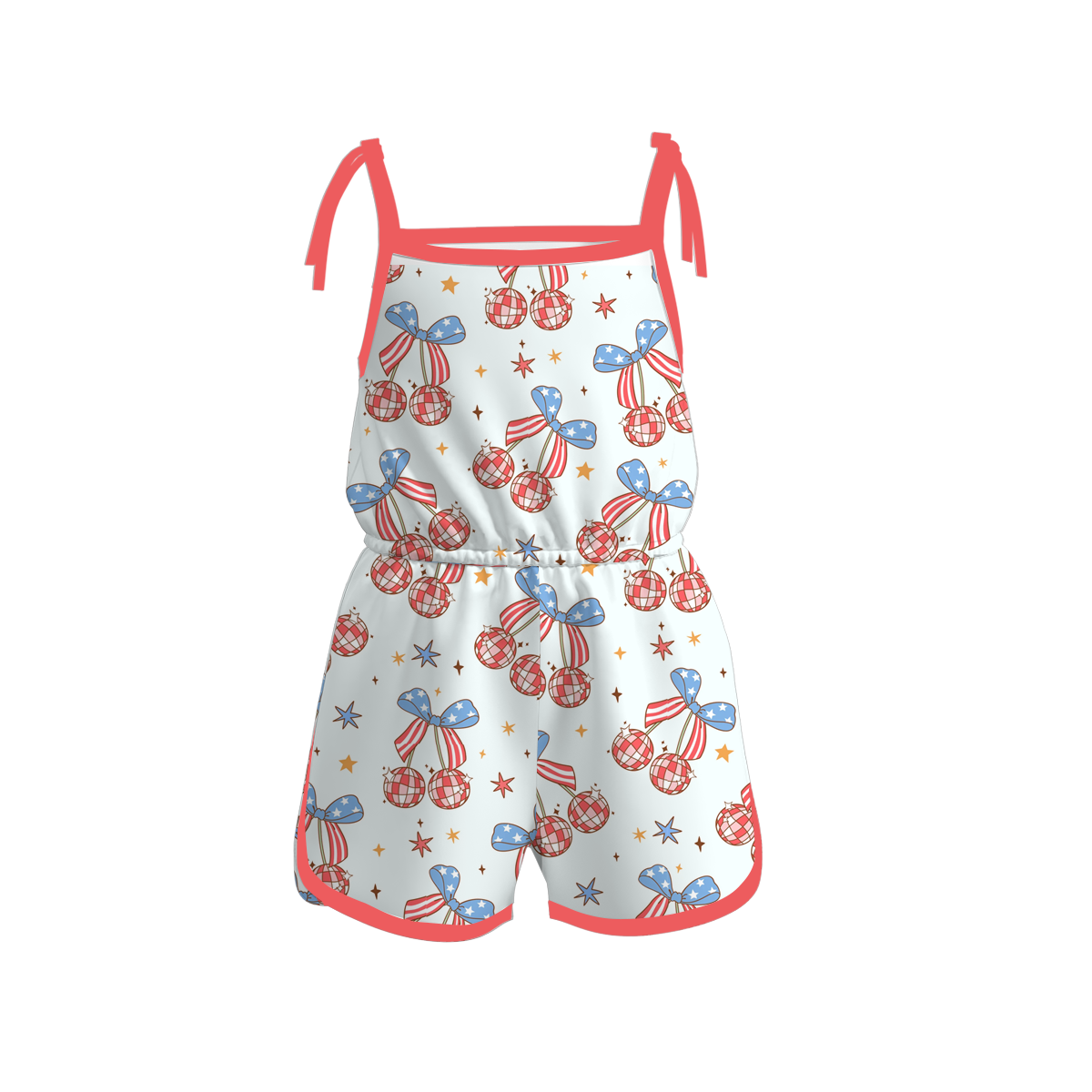 (Pre Order)Patriotic Print Strap Jumpsuit