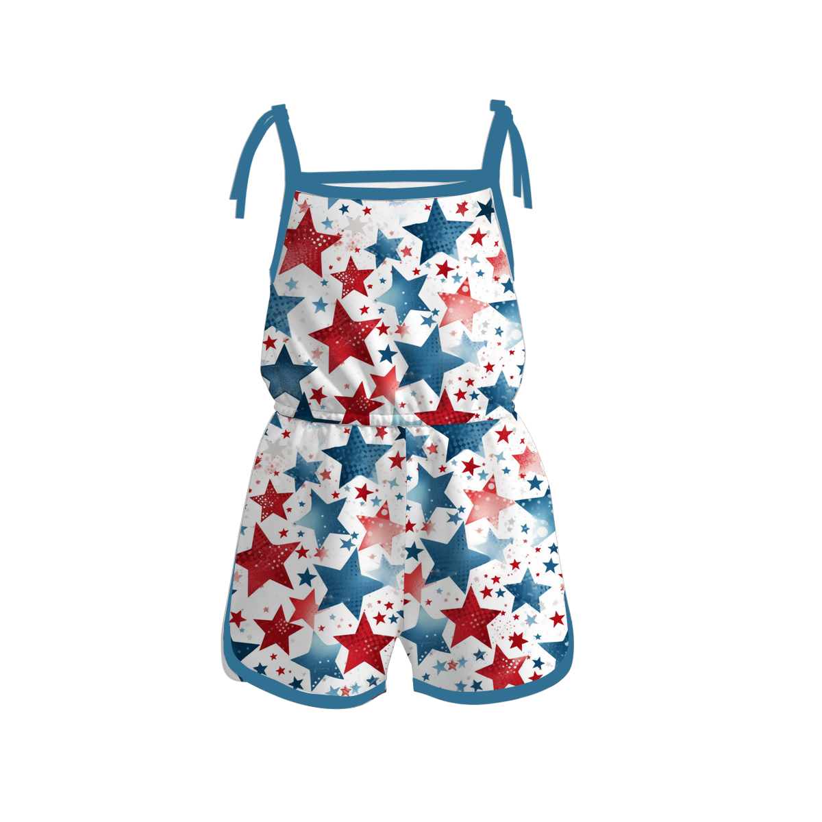 (Pre Order)Patriotic Print Strap Jumpsuit