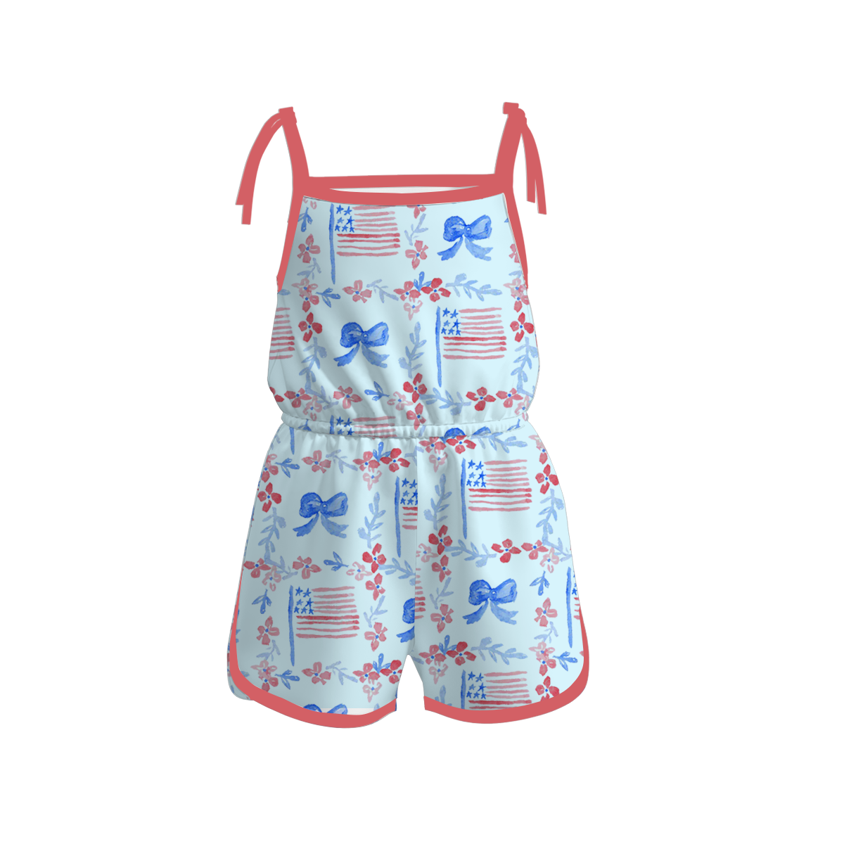 (Pre Order)Patriotic Print Strap Jumpsuit