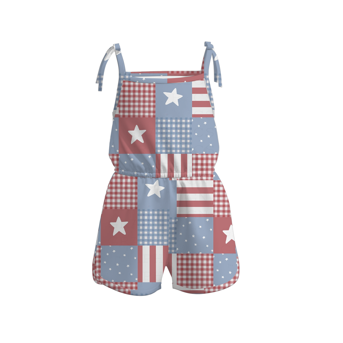 (Pre Order)Patriotic Print Strap Jumpsuit
