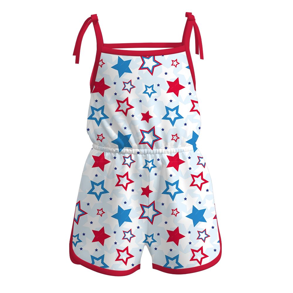 (Pre Order)Girls Summer 4th of July Jumpsuit Romper