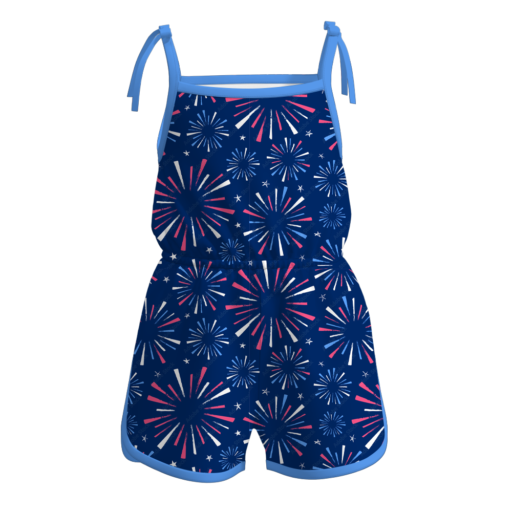 (Pre Order)Girls Summer 4th of July Jumpsuit Romper