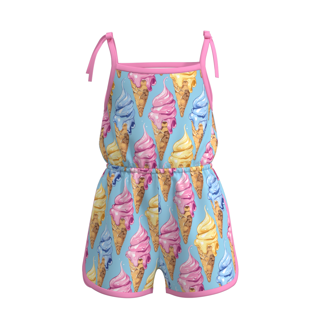 (Pre Order)Girls Summer Ice Cream Print Jumpsuit