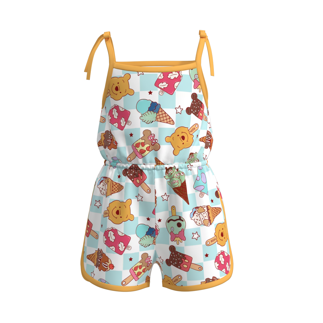 (Pre Order)Girls Summer Ice Cream Print Jumpsuit