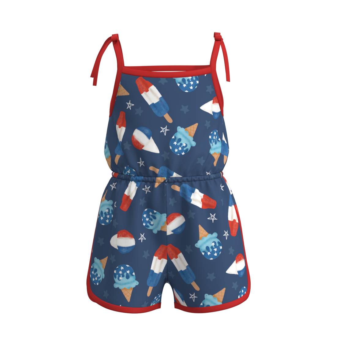 (Pre Order)Girls Summer Ice Cream Print Jumpsuit