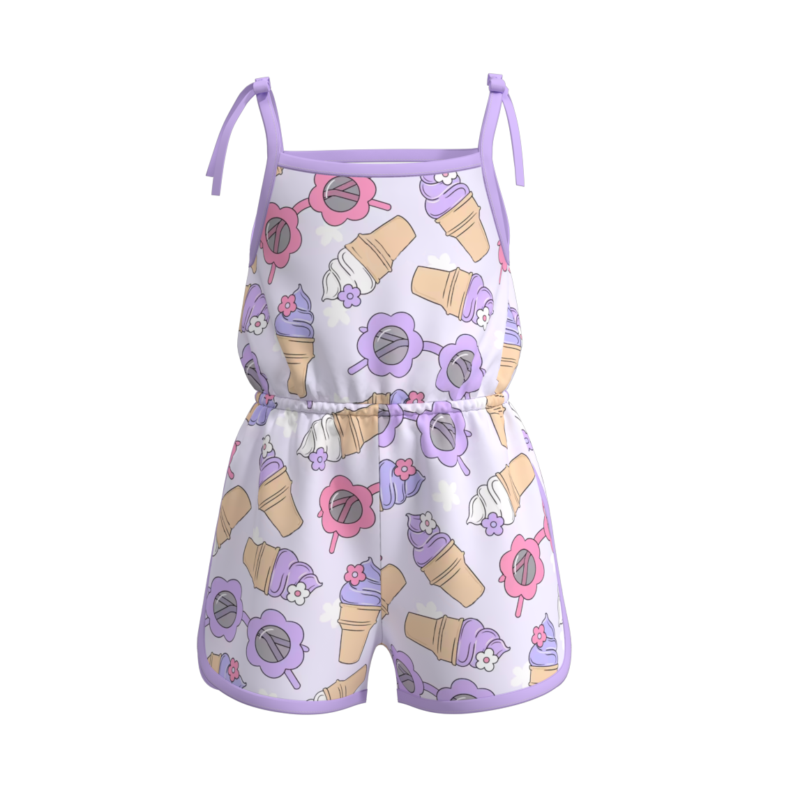 (Pre Order)Girls Summer Ice Cream Print Jumpsuit