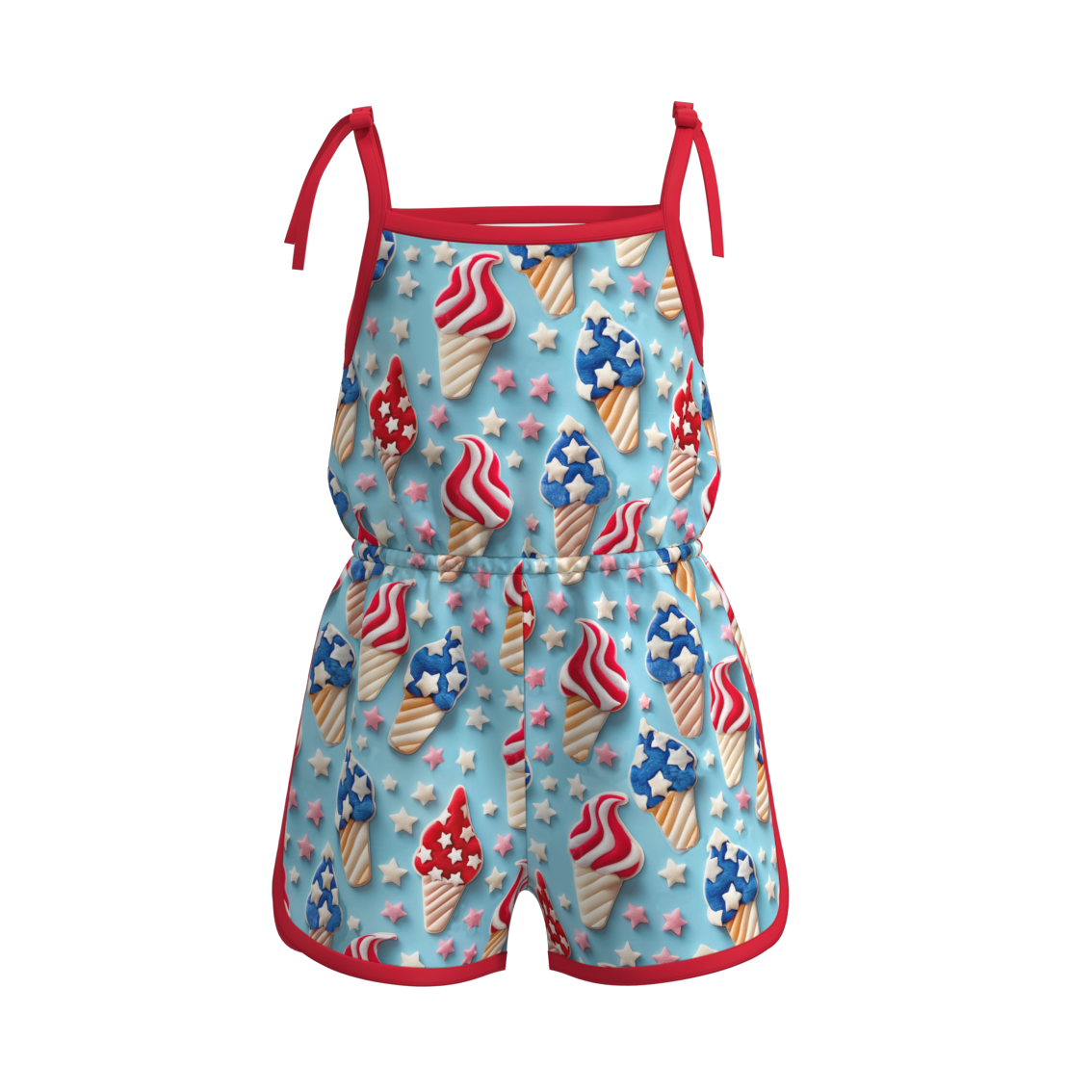 (Pre Order)Girls Summer Ice Cream Print Jumpsuit