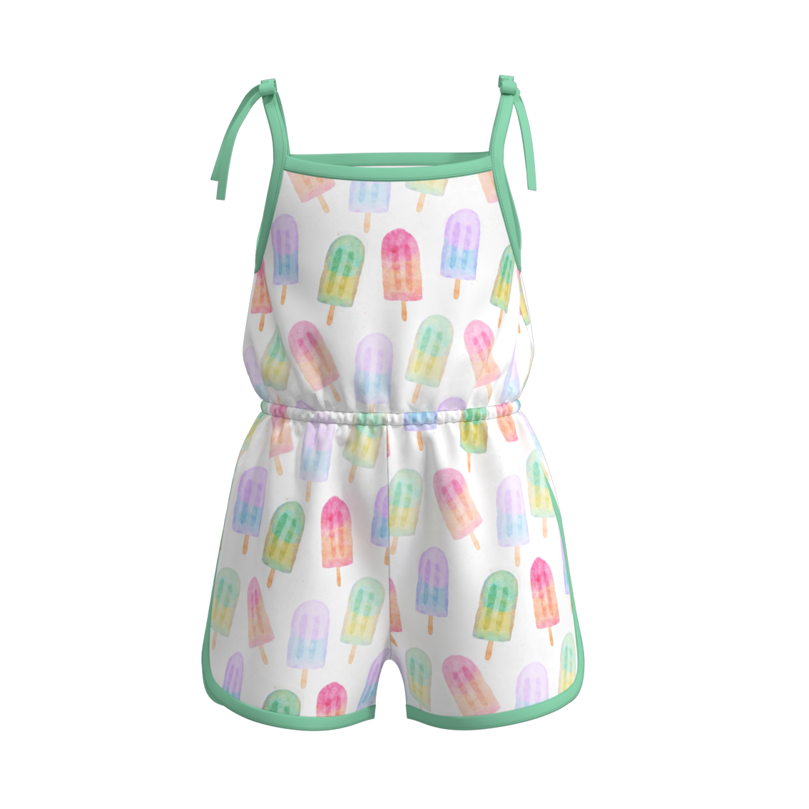 (Pre Order)Girls Summer Ice Cream Print Jumpsuit