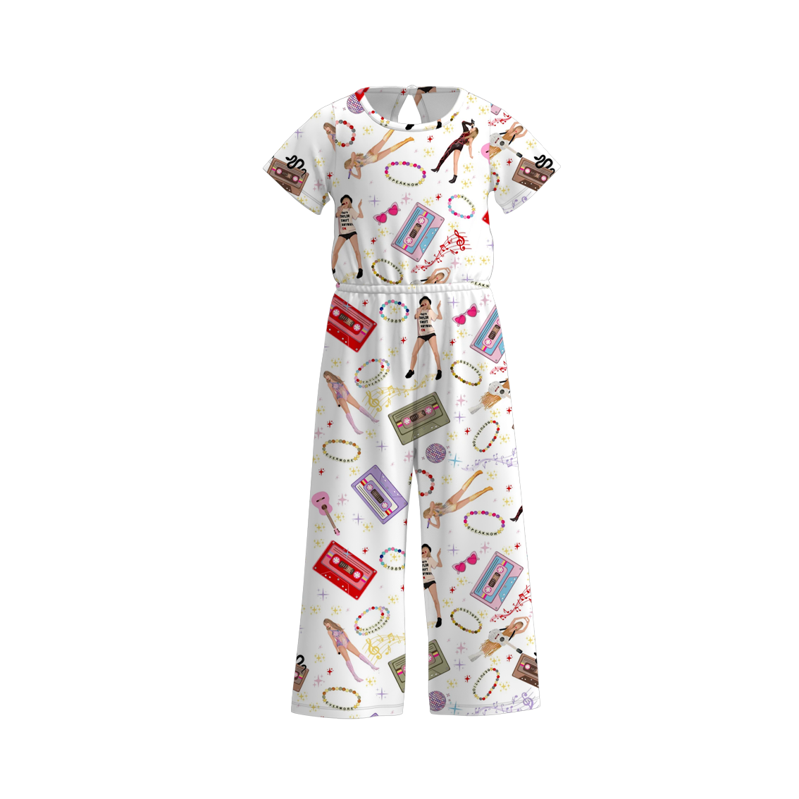 (Pre Order)Girls Summer TS Print Jumpsuit