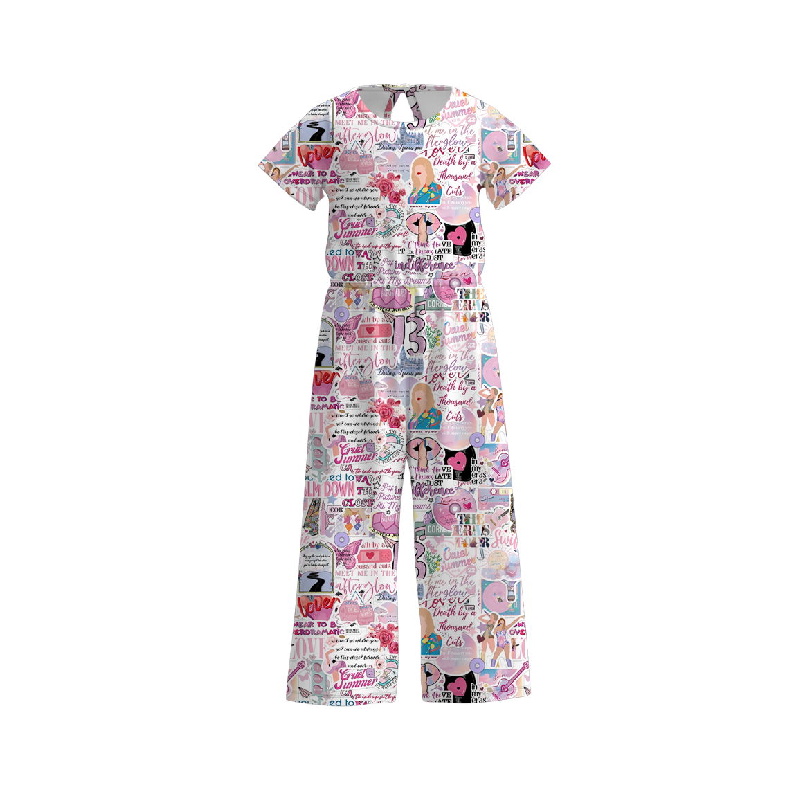 (Pre Order)Girls Summer TS Print Jumpsuit