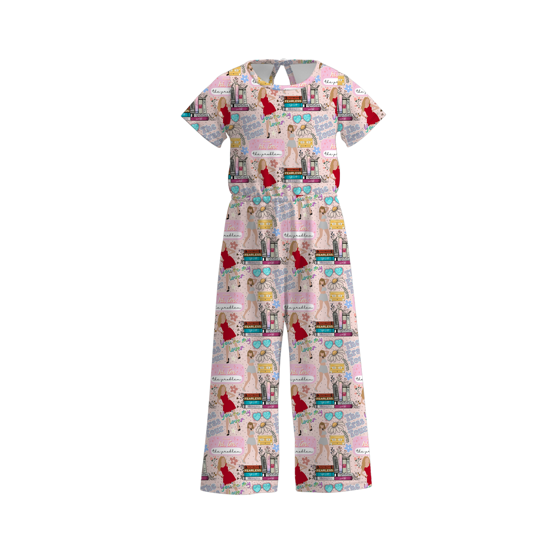 (Pre Order)Girls Summer TS Print Jumpsuit