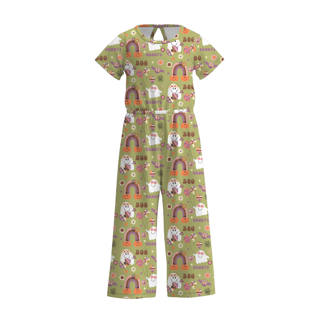 (Pre Order)Girls Halloween Print Jumpsuit