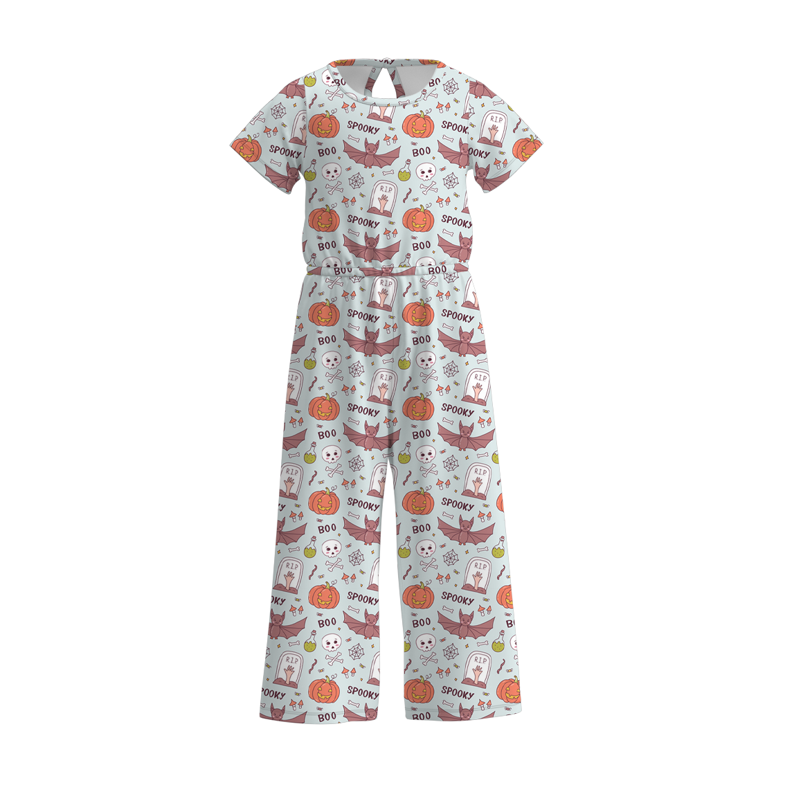(Pre Order)Girls Halloween Print Jumpsuit