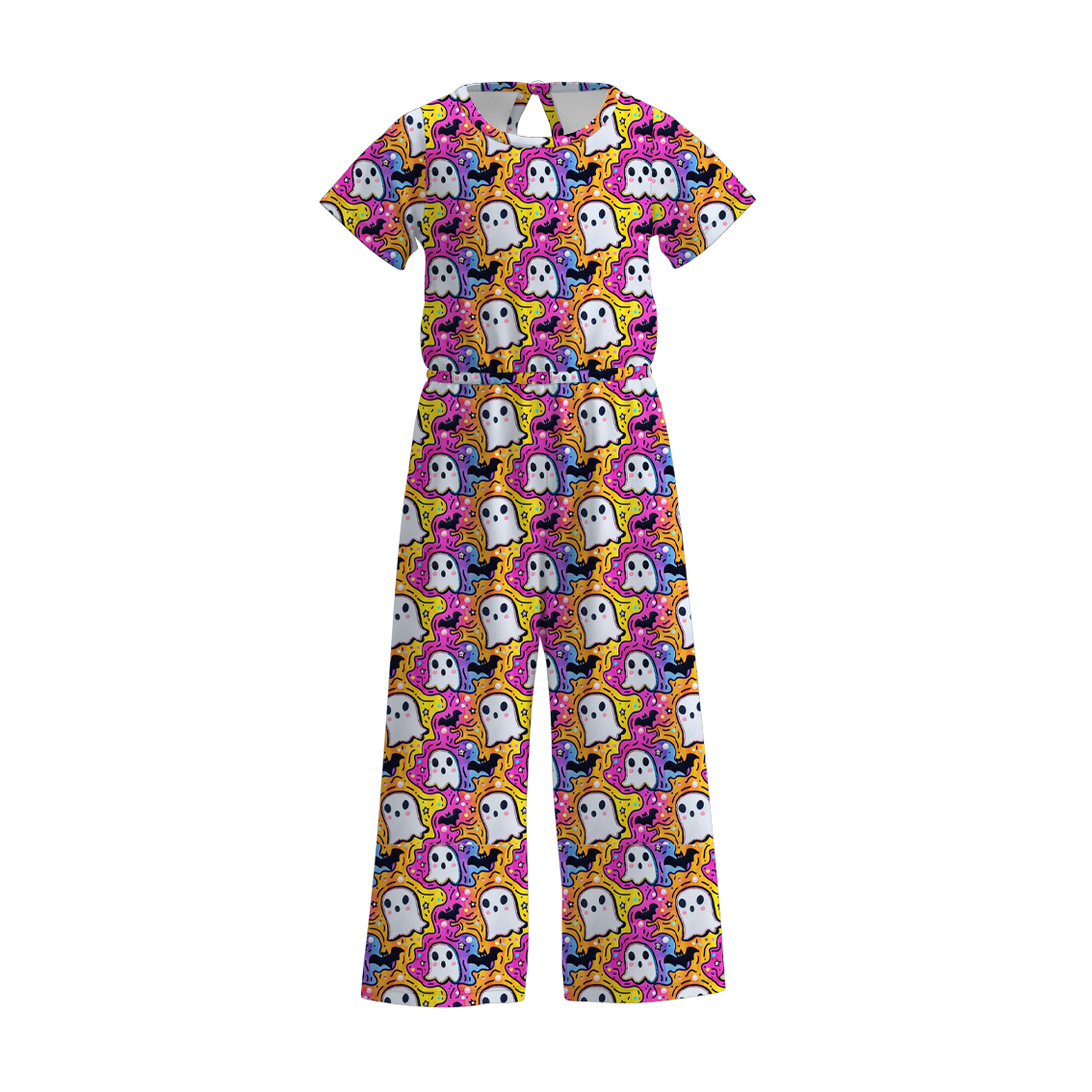 (Pre Order)Girls Halloween Print Jumpsuit