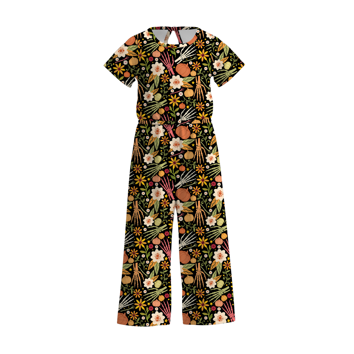 (Pre Order)Girls Halloween Print Jumpsuit