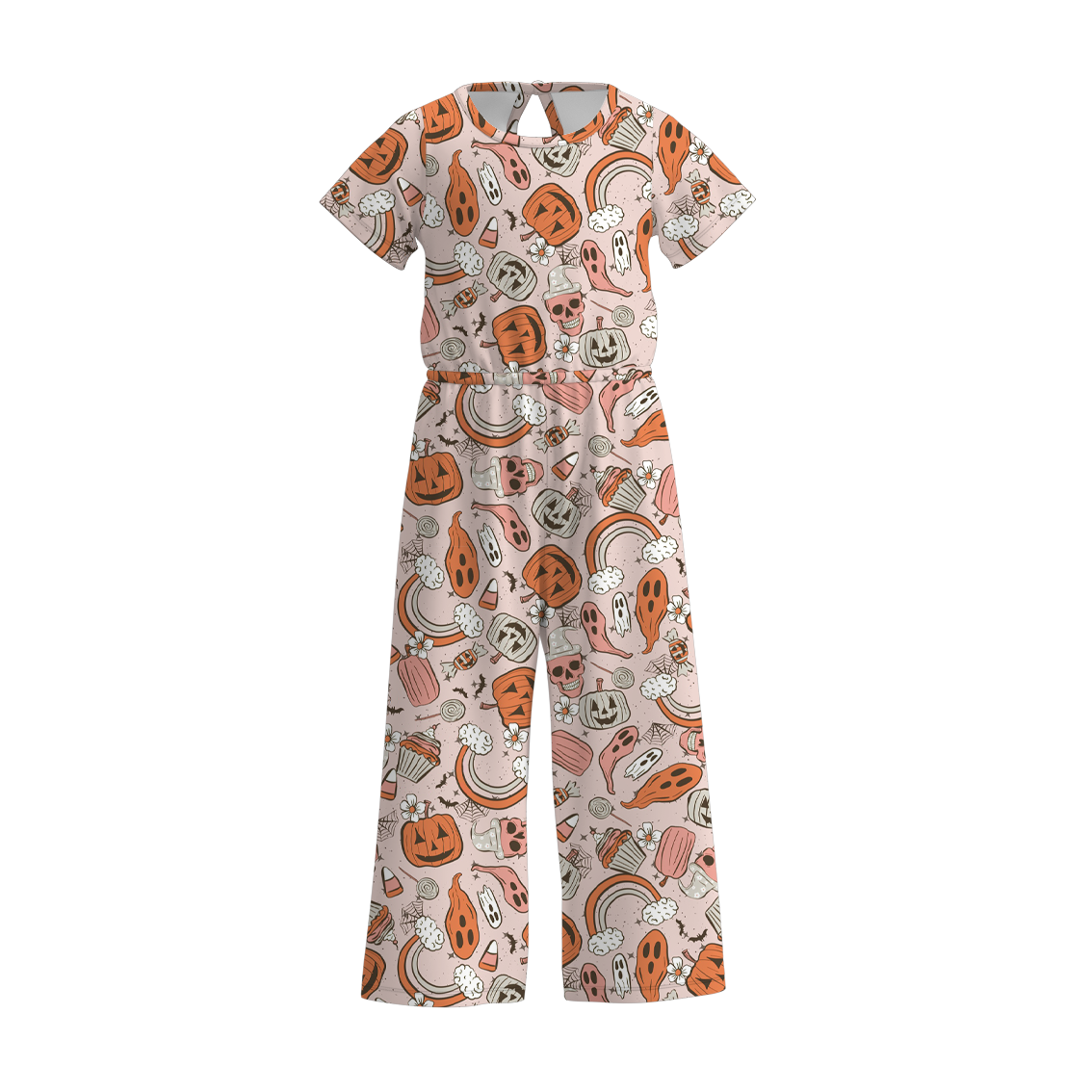 (Pre Order)Girls Halloween Print Jumpsuit