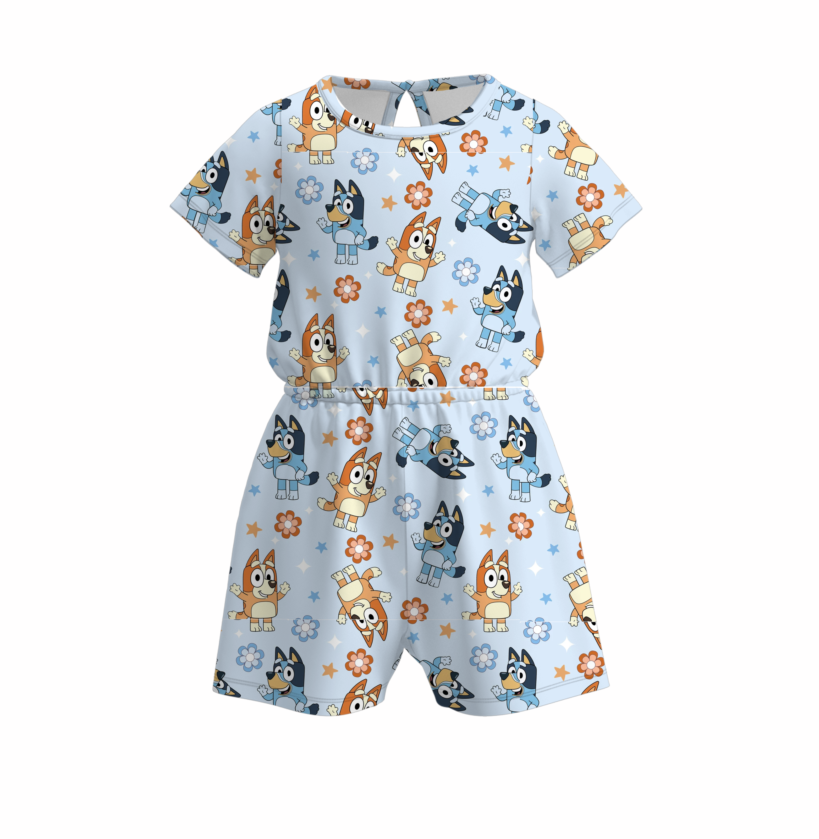 (Pre Order)Girls Cute Cartoon Print Jumpsuit
