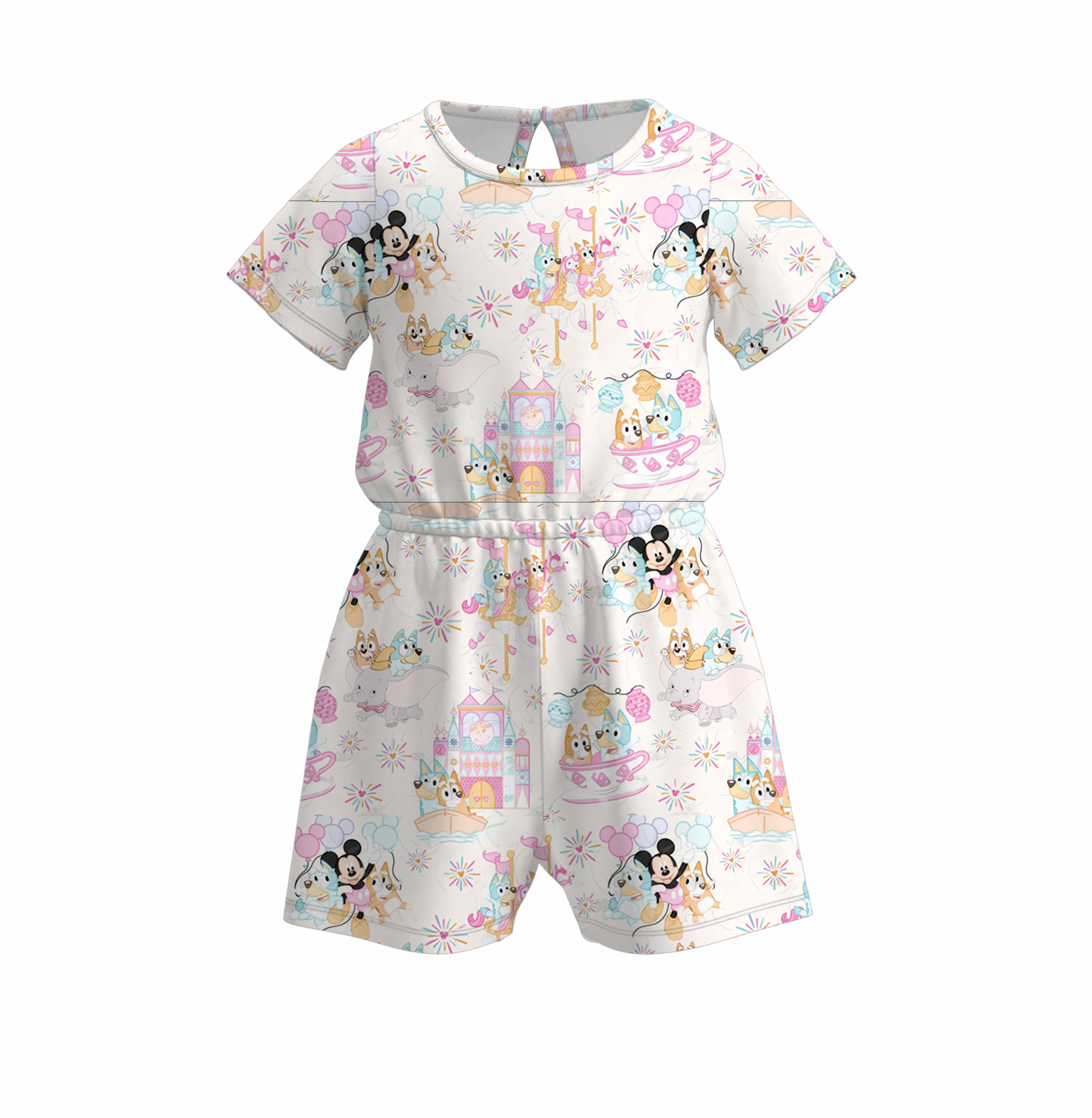 (Pre Order)Girls Cute Cartoon Print Jumpsuit