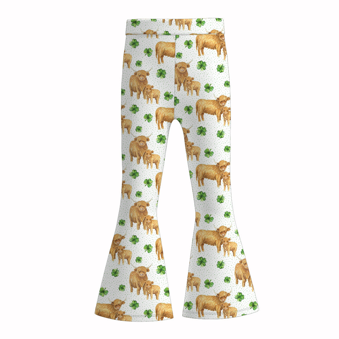 (Pre Order)Girls St.Patrick's Day Shamrock Print Bell Pants