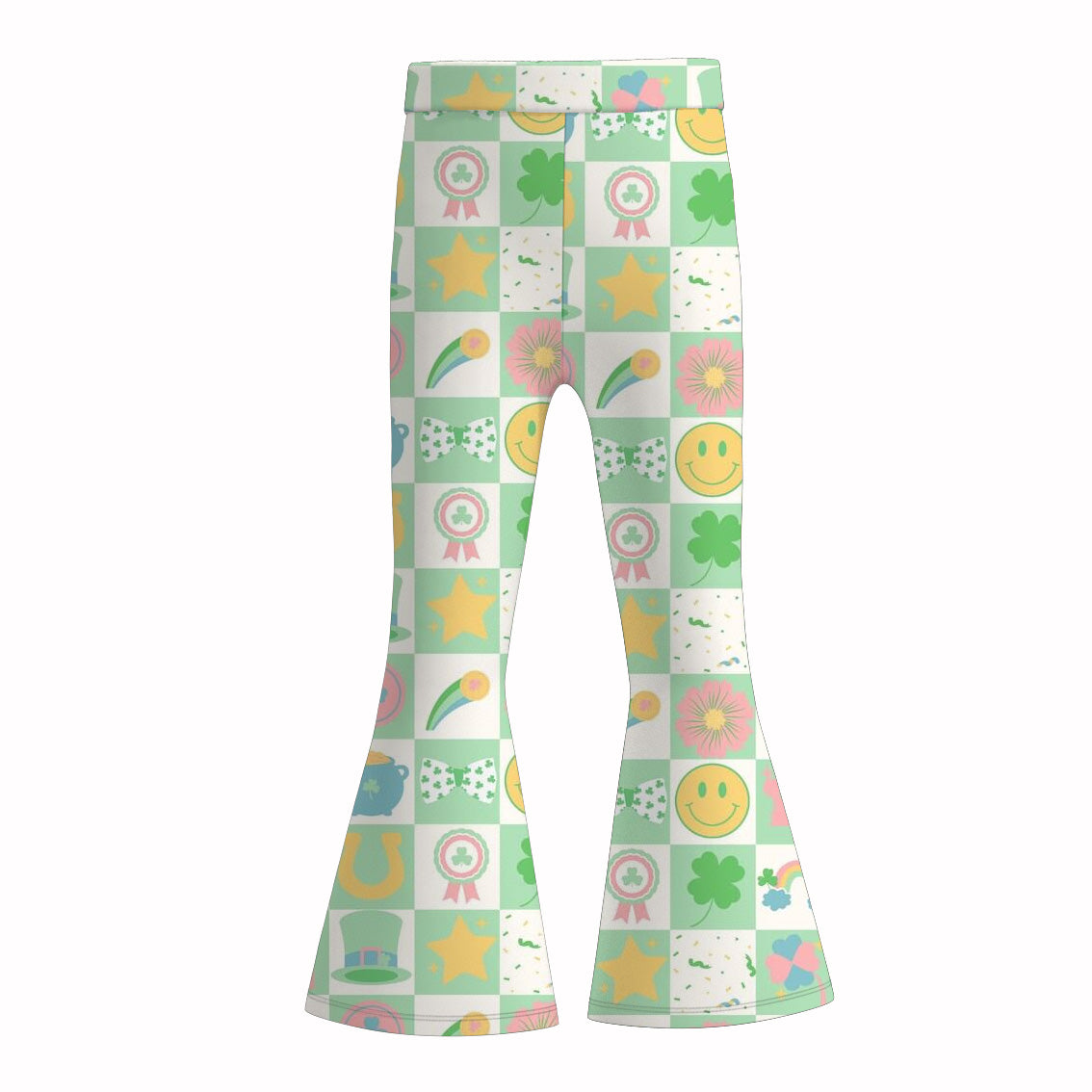 (Pre Order)Girls St.Patrick's Day Shamrock Print Bell Pants