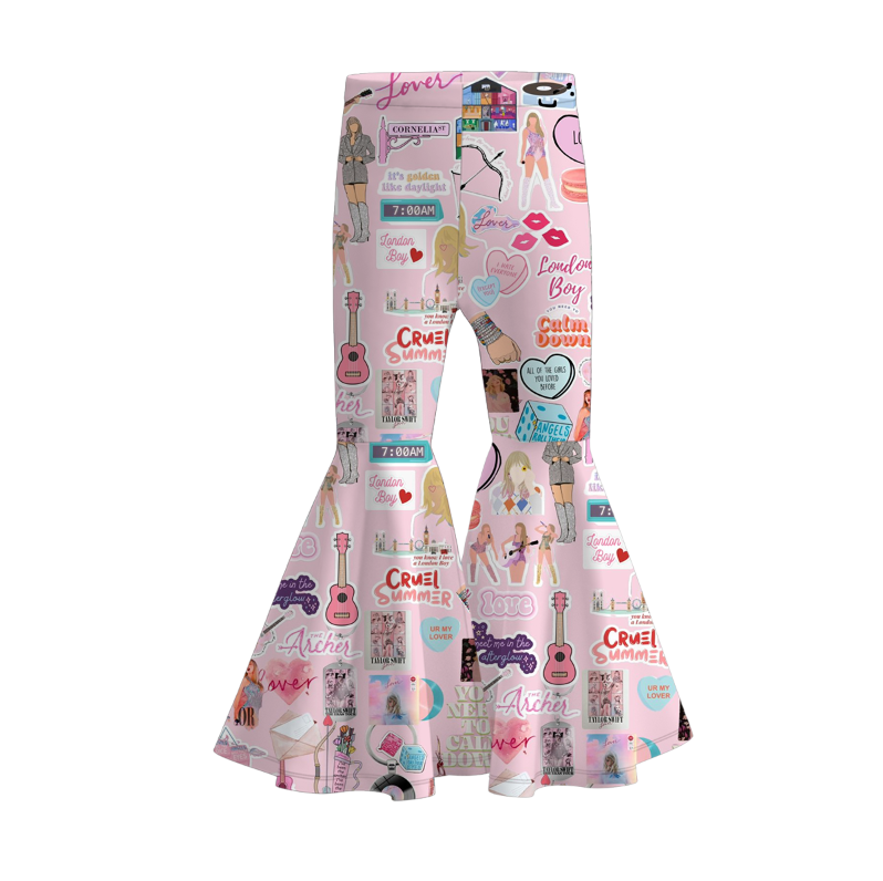(Pre Order)Girls Spring and Summer TS Print Bell Pants