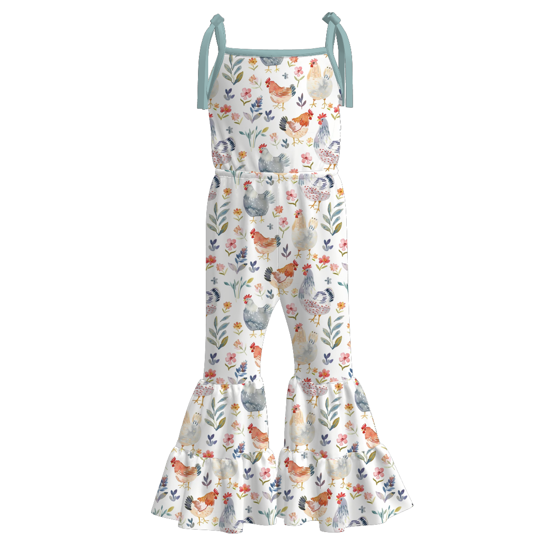 (Pre Order)Girls Spring and Summer Print Suspender Jumpsuit