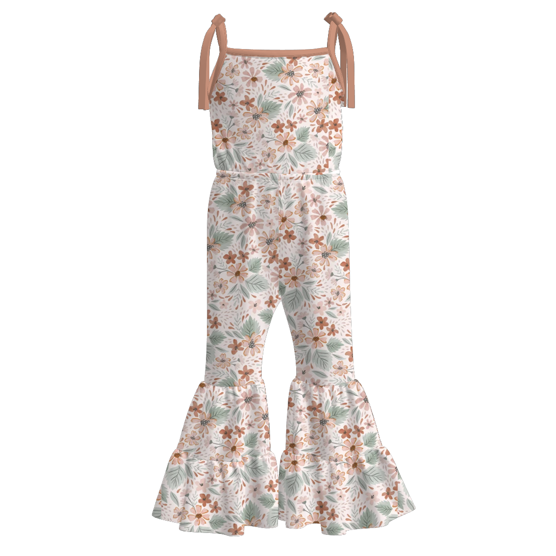 (Pre Order)Girls Spring and Summer Floral Print Suspender Jumpsuit