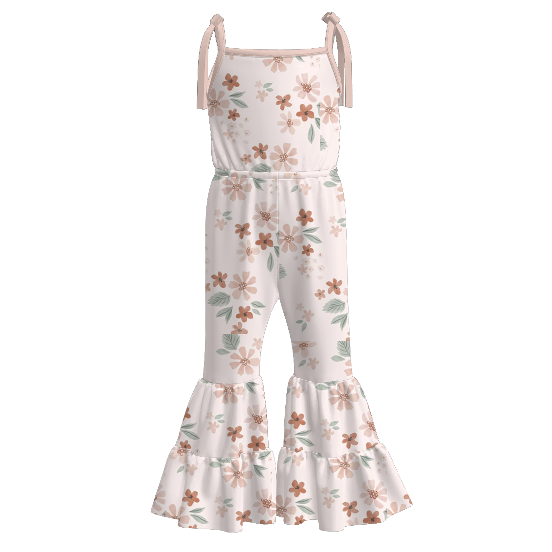 (Pre Order)Girls Spring and Summer Floral Print Suspender Jumpsuit