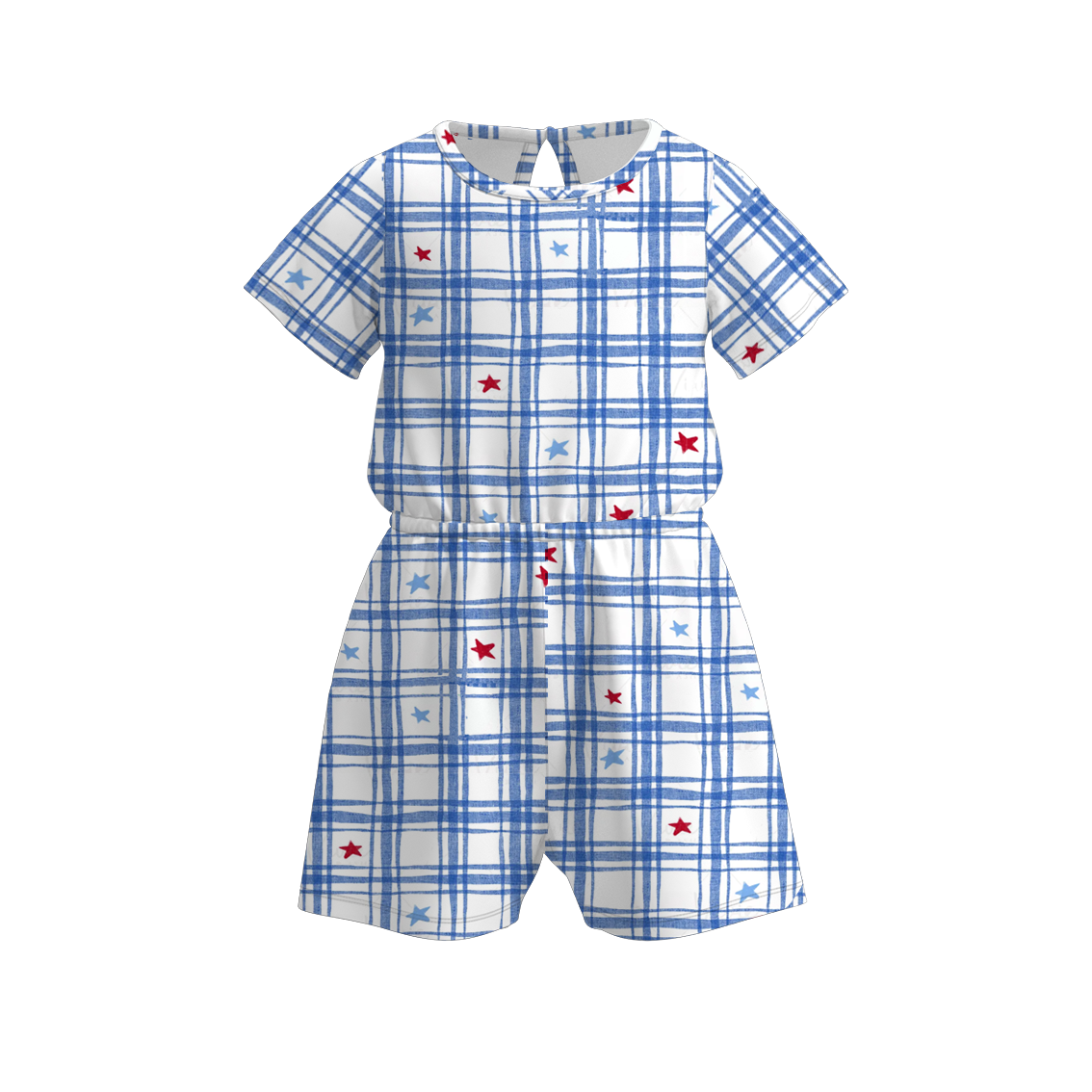 (Pre Order)Girls Patriotic Print Jumpsuit