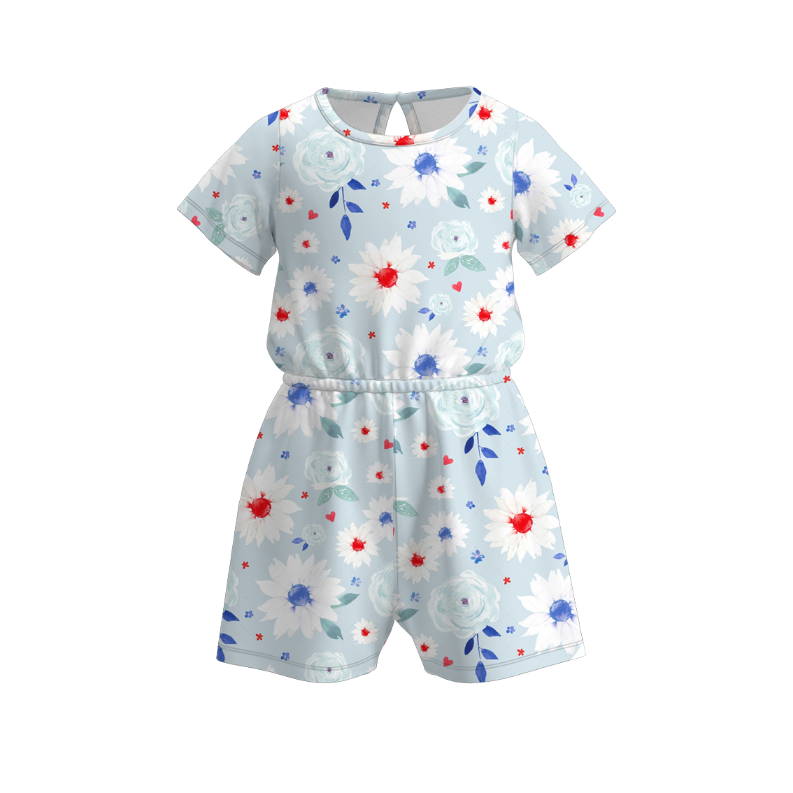 (Pre Order)Girls Patriotic Print Jumpsuit