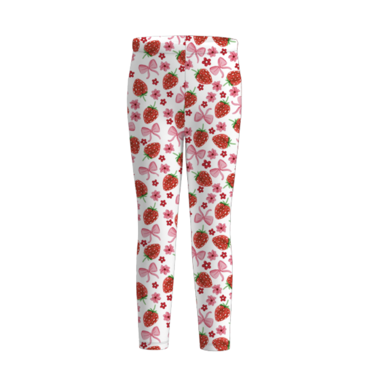 (Pre Order)Girls Spring and Summer Strawberry&Bow Print Pants