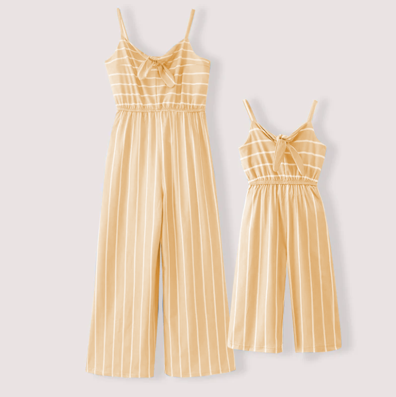 (Pre Order)Mommy and Me Spring&Summer Colorful Striped Slip Jumpsuit