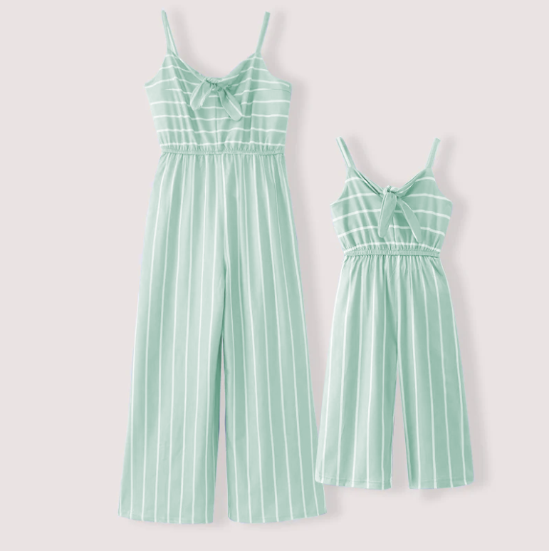 (Pre Order)Mommy and Me Spring&Summer Colorful Striped Slip Jumpsuit