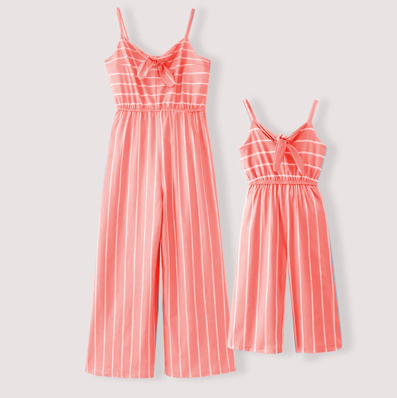 (Pre Order)Mommy and Me Spring&Summer Colorful Striped Slip Jumpsuit