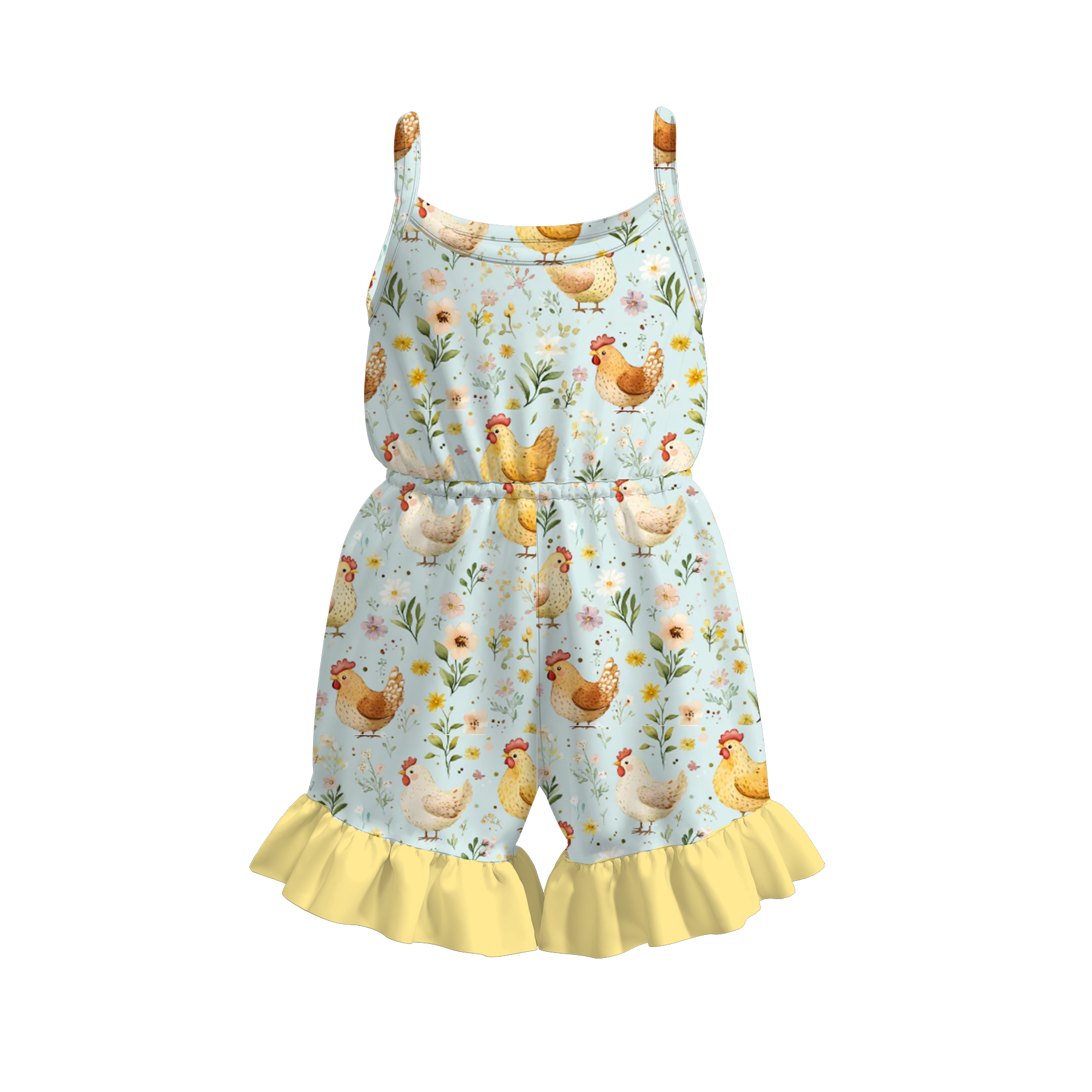 (Pre Order)Girls Spring and Summer Farm Print Dress,Shorts and Jumpsuit