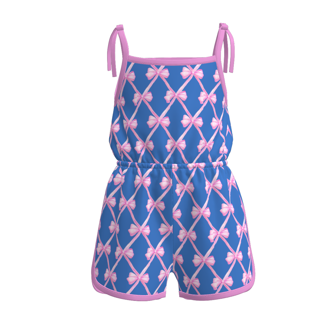 (Pre Order)Girls Spring and Summer Bow&Floral Print Jumpsuit