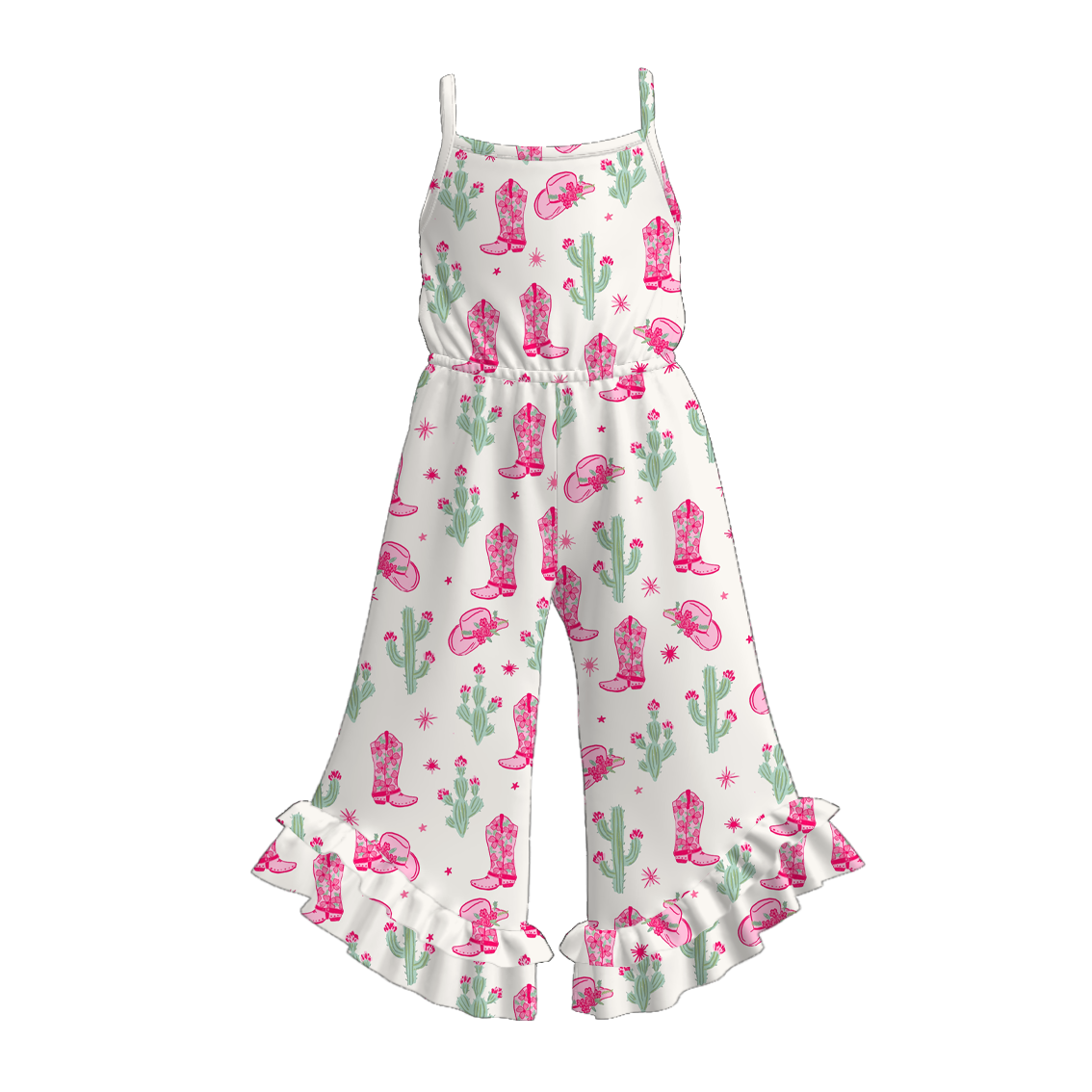 (Pre Order)Girls Spring and Summer Western Girl Print Jumpsuit