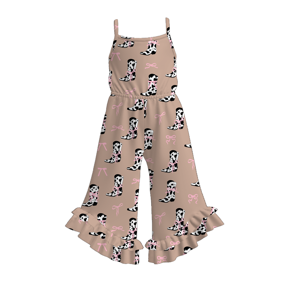 (Pre Order)Girls Spring and Summer Western Girl Print Jumpsuit