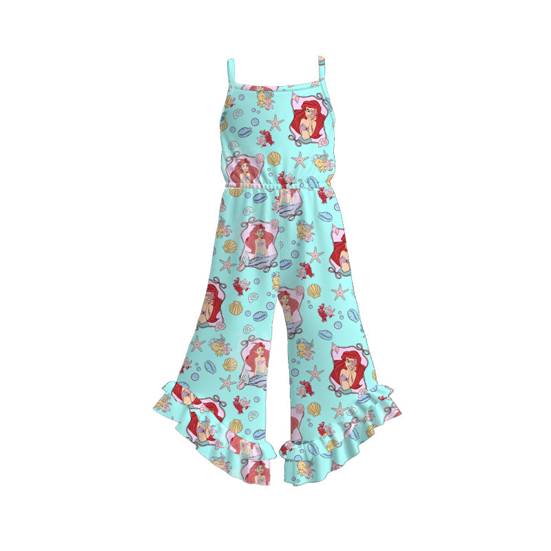 (Pre Order)Girls Spring and Summer Cartoon&Princess Print Jumpsuit