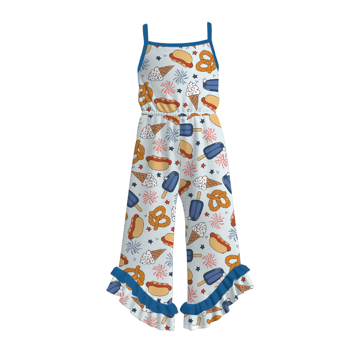 (Pre Order)Girls Patriotic Print Jumpsuit