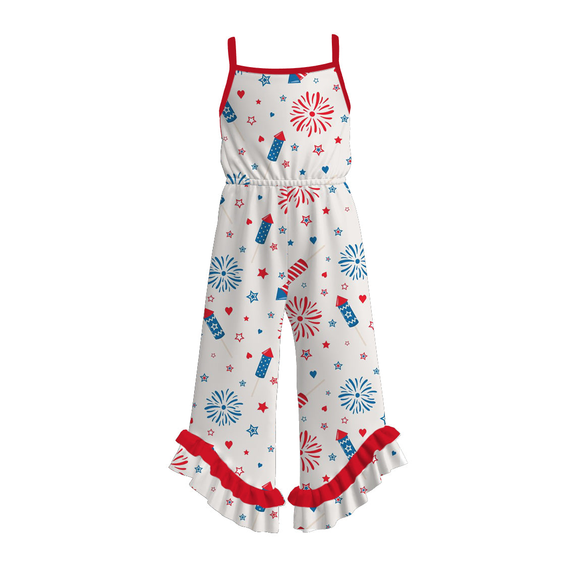 (Pre Order)Girls Patriotic Print Jumpsuit