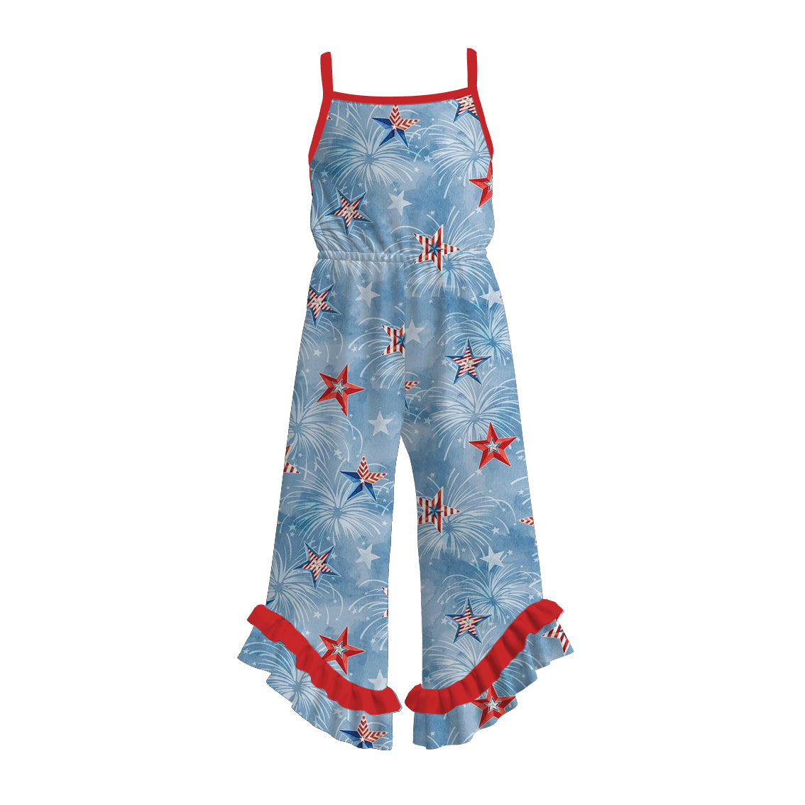 (Pre Order)Girls Patriotic Print Jumpsuit