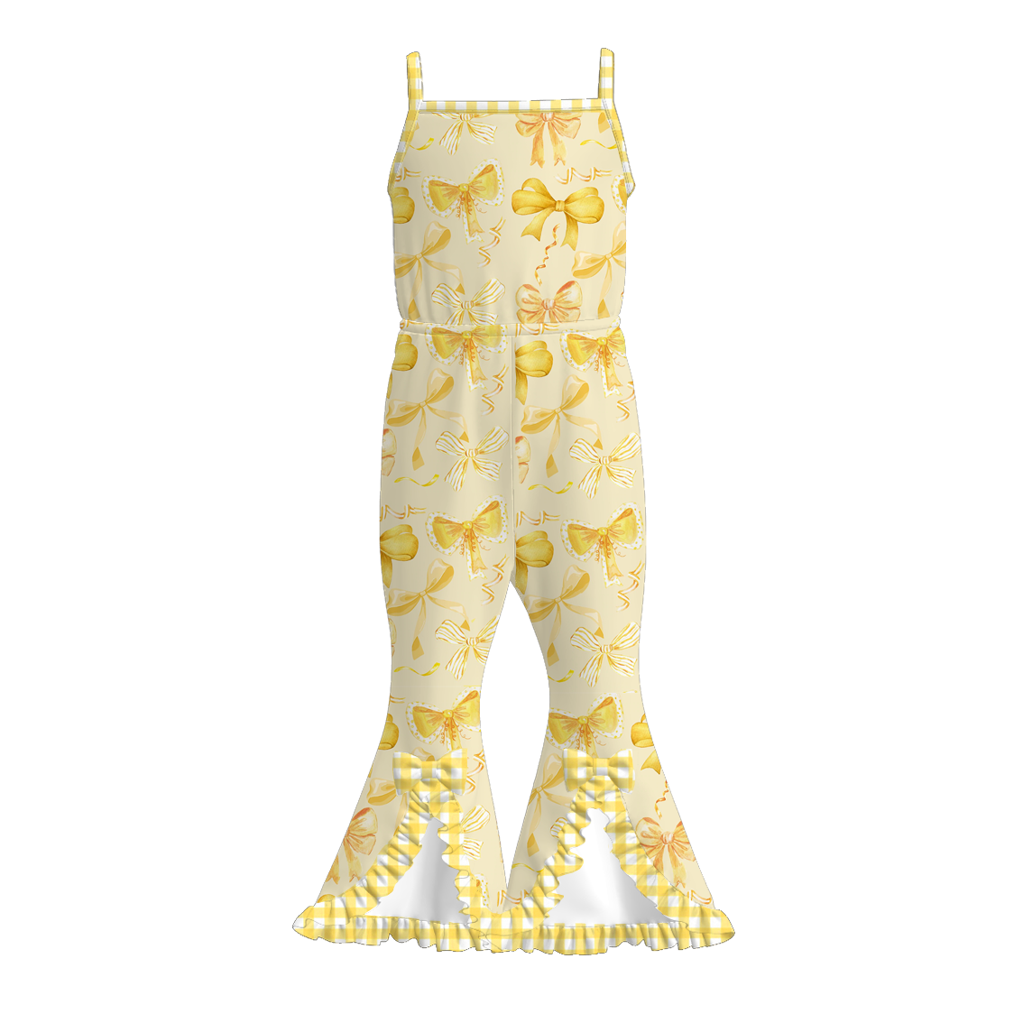 (Pre Order)Girls Spring and Summer Bow&Fruit Print Jumpsuit