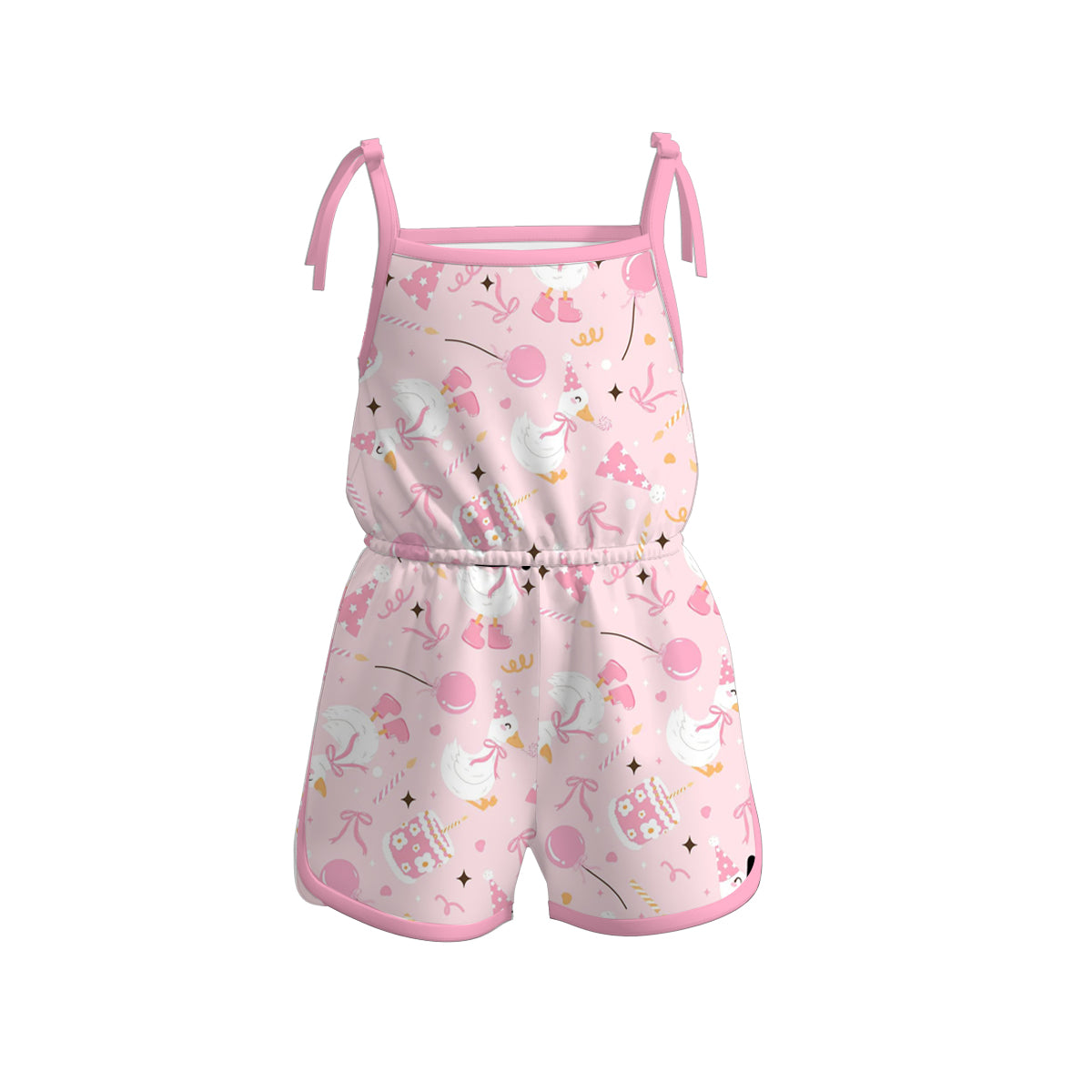 (Pre Order)Girls Spring and Summer Duck&Floral Print Jumpsuit